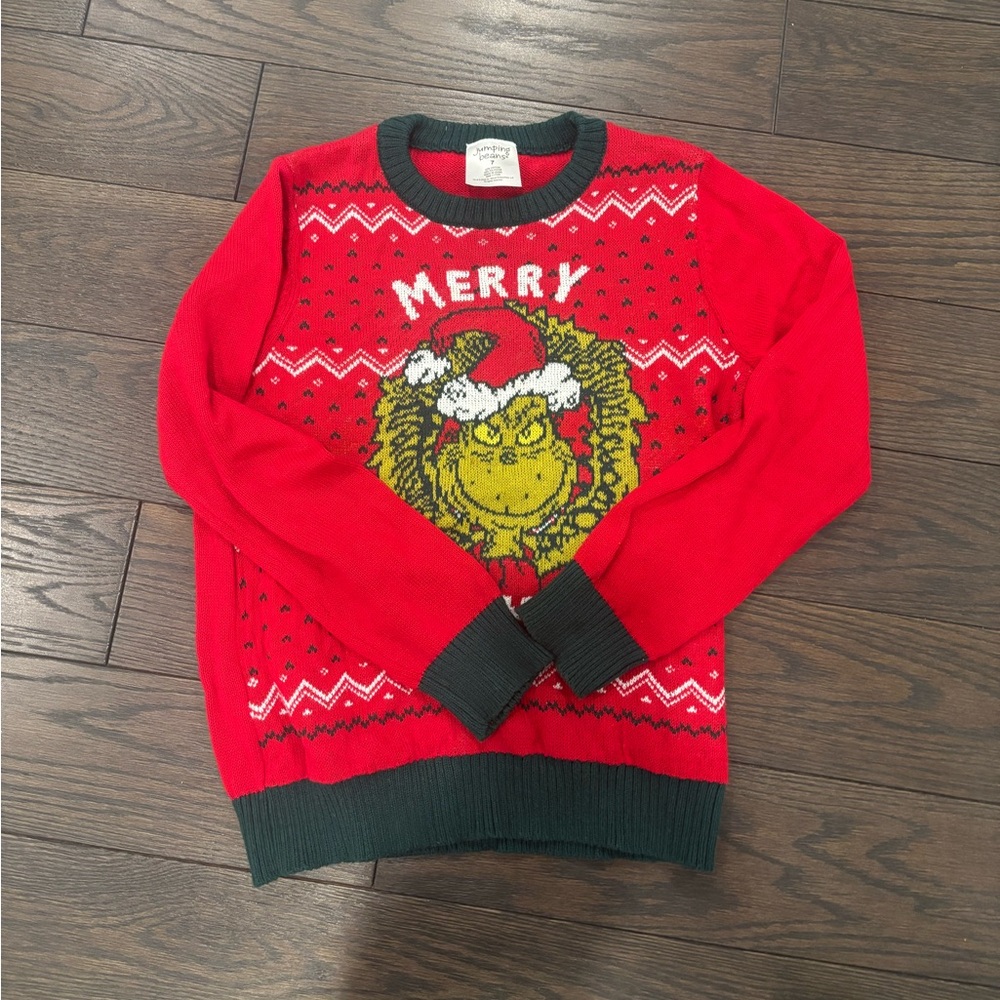 Jumping Beans Festive Grinch Red and Dark Green Knit